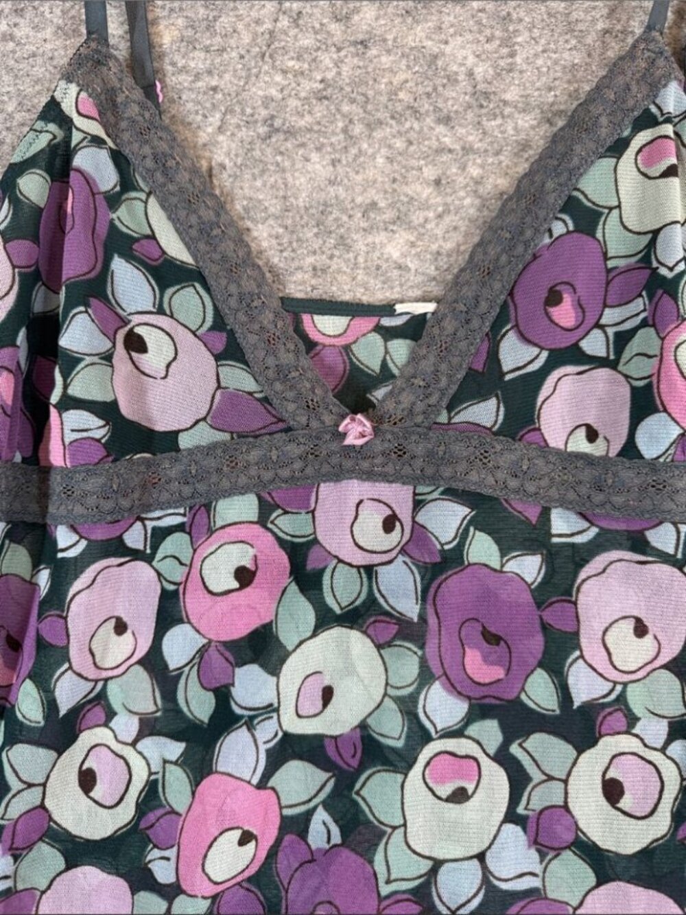 Y2K Floral Print Chemise Slip Tunic Dress Purple Small Cottagecore Festival - Picture 8 of 13